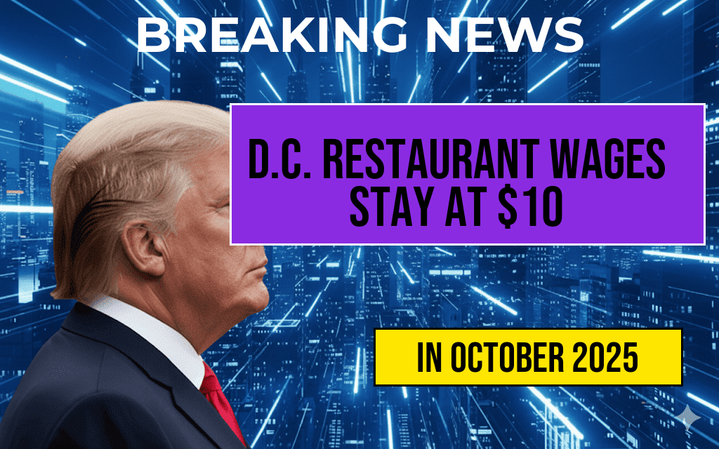 Restaurant Wage Standstill in D.C. Maintains $10 Hourly Rate, Leaving Workers Earning $4,160 Less Than at $12 An Hour